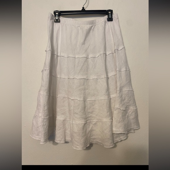 Soft Surroundings Linen A-Line Pull On Tiered Skirt Size Medium - Picture 2 of 7